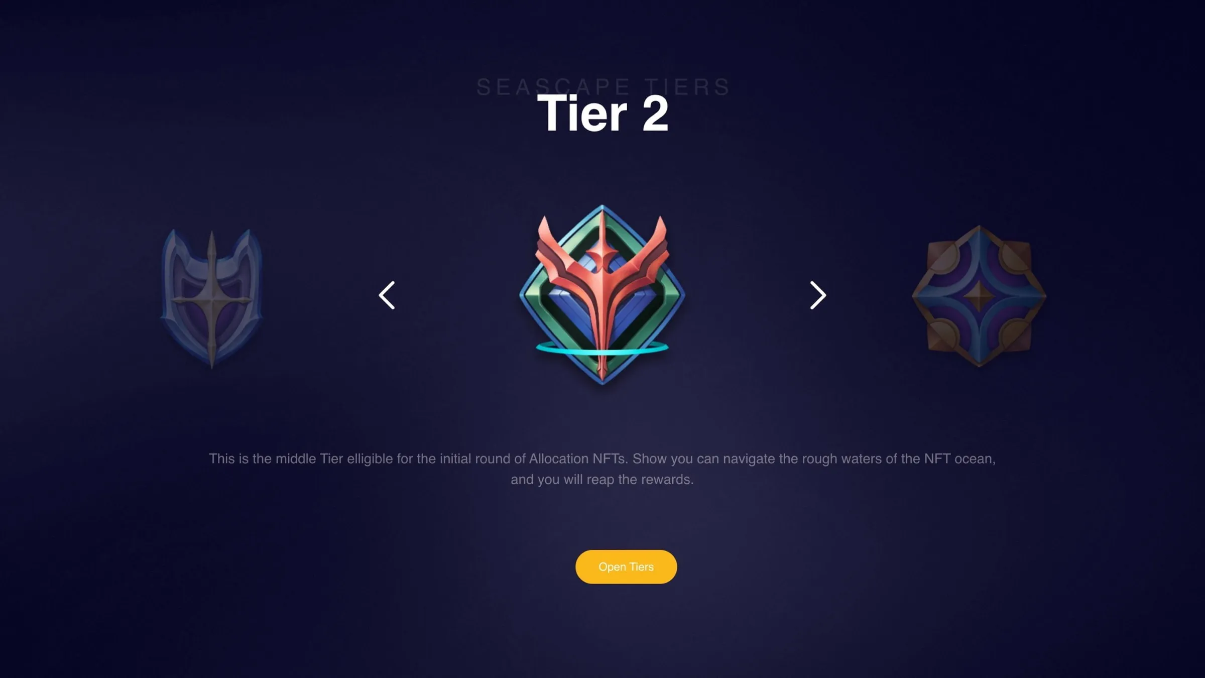 Tier 2 badge in a carousel of tiers.